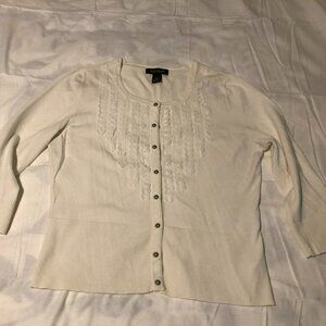 White House Black Market cardigan sweater cream colored. Size M